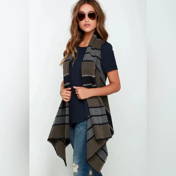 BB Dakota Duncan Brown Striped Vest size Medium - Picture 2 of 4